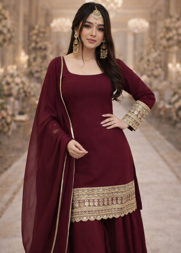 Maroon Cultural Couture: Stunning Pakistani Salwar Kameez Style